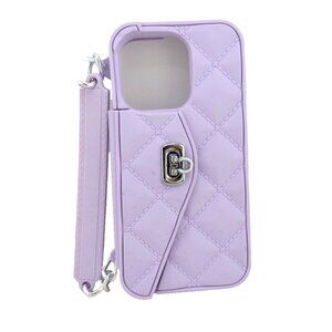 Grids Wallet Silicone Case for iPhone 14 Pro Cover Handbag Shoulder Strap